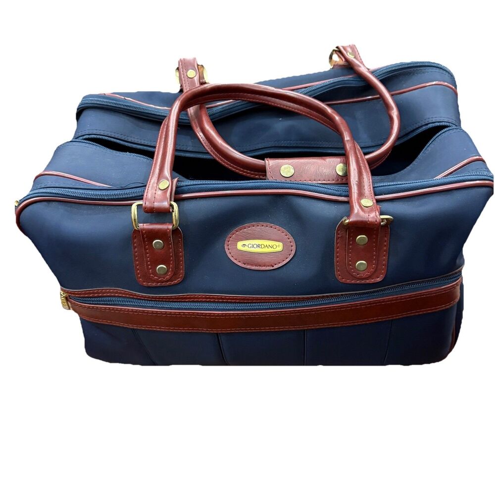 Vintage Giordano Travel Bag Duffel Navy Dual Straps Preloved